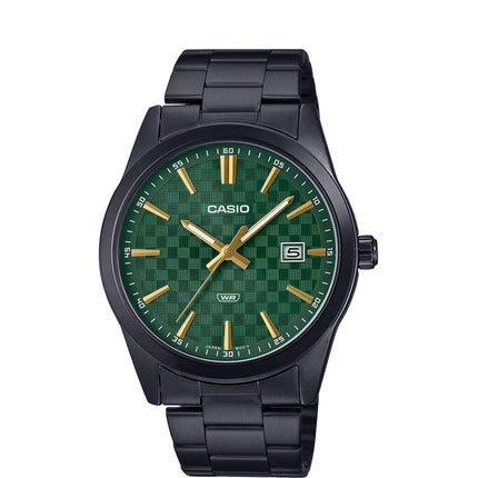 Casio General MTP-VD03B-3AUDF Men Green Dial Black Stainless Steel Band