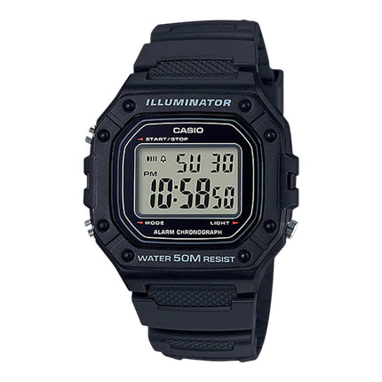 Casio General W-218H-1AVDF Digital Dial Black Resin Band