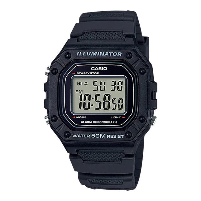 Casio General W-218H-1AVDF Digital Dial Black Resin Band