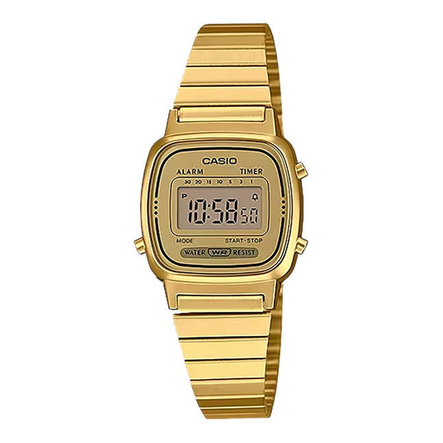 Casio General LA670WGA-9DF Vintage Ladies Digital Dial Gold Stainless Steel Band