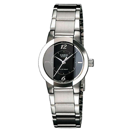 Casio General LTP-1230D-1CDF Enticer Ladies Black Dial Stainless Steel Band