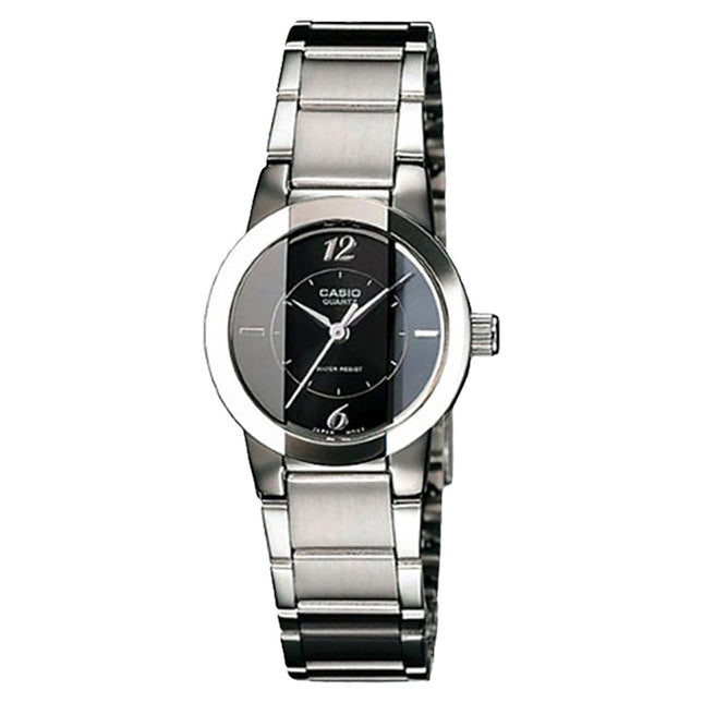Casio General LTP-1230D-1CDF Enticer Ladies Black Dial Stainless Steel Band