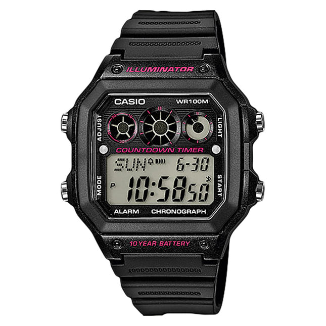 Casio General AE-1300WH-1A2VDF Digital Dial Black Resin Band