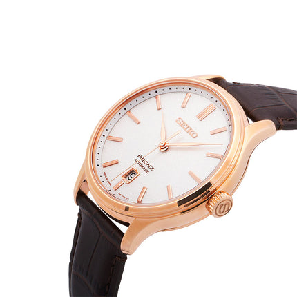 Seiko Presage SRPD42J1 Zen Garden Automatic White Dial Brown Leather Strap
