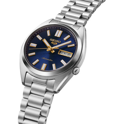 Seiko 5 Sport SRPL55K1 SNXS Vintage Gold Collection In Blazer Blue Stainless Steel Strap
