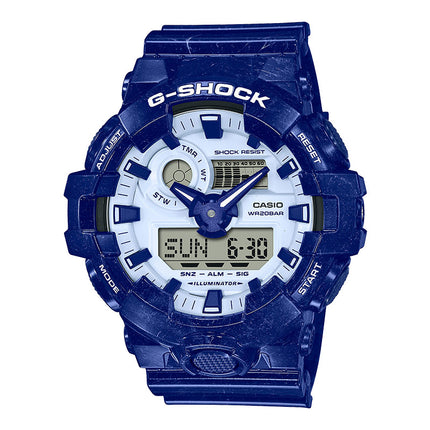 Casio G-Shock GA-700BWP-2ADR Chinese Porcelain Light Blue Digital Analog Dial Navy Blue Resin Band