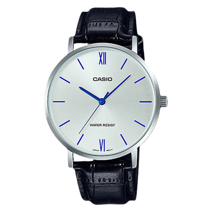 Casio General MTP-VT01L-7B1UDF Men Silver Dial Black Leather Band