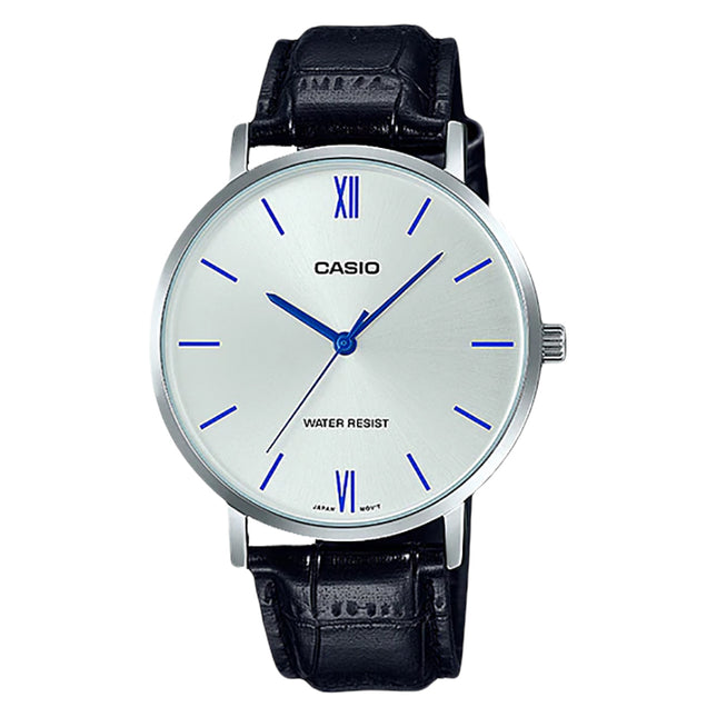 Casio General MTP-VT01L-7B1UDF Men Silver Dial Black Leather Band