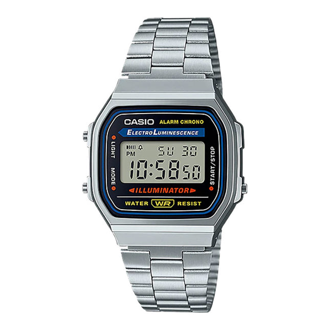 Casio General A168WA-1WDF Retro Digital Dial Stainless Steel Band