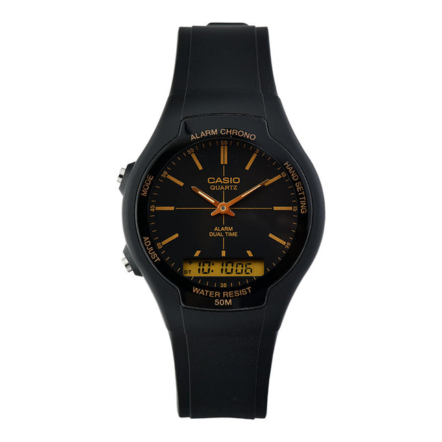 Casio General AW-90H-9EVDF Digital Analog Dial Black Resin Band