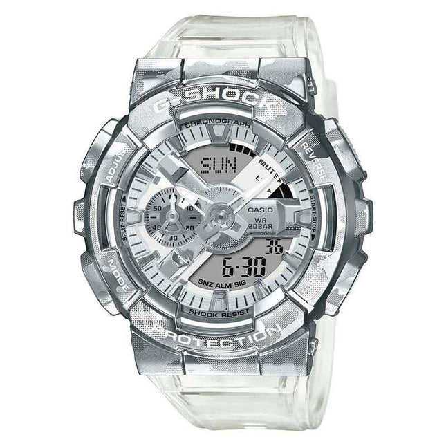 Casio G-Shock GM-110SCM-1ADR Skeleton Camouflage Series Metal Covered Digital Analog Dial Resin Band