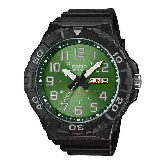 Casio General MRW-210H-3BVDF Men Green Dial Black Resin Band