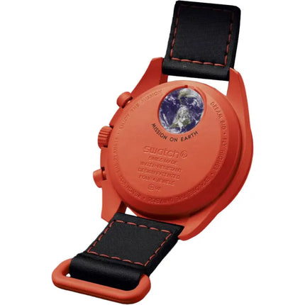 Swatch X Omega Bioceramic Moonswatch SO33O100 Mission On Earth Lava Speedmaster Velcro Strap