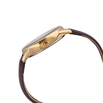 Alba Fashion AG8Q58X1 Ladies Silver White Dial Dark Brown Leather Strap