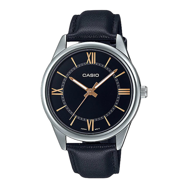 Casio General MTP-V005L-1B5UDF Men Black Dial Black Leather Band