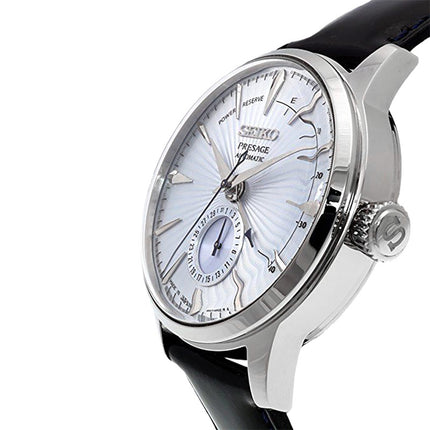 Seiko Presage SSA343J1 Cocktail Time Skydiving Automatic Ice Blue Texture Dial Black Leather Strap