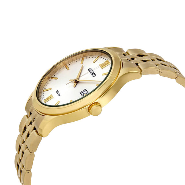 Seiko Classic SUR224P1 Neo White Dial Gold Stainless Steel Strap