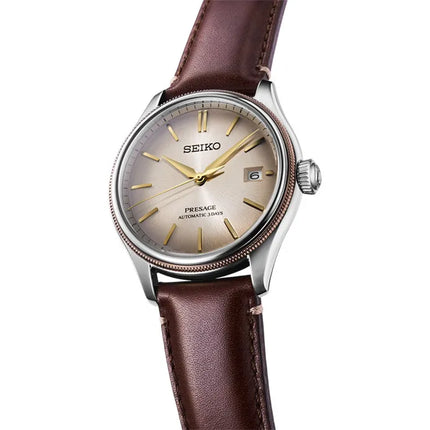 Seiko Presage Classic SPB529J1 Automatic Brown Dial Upcycled Leather Strap Limited Edition