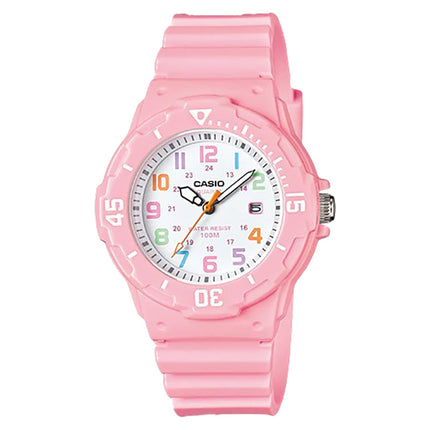 Casio General LRW-200H-4B2VDF 100m Water Resistant White Dial Pink Resin Band