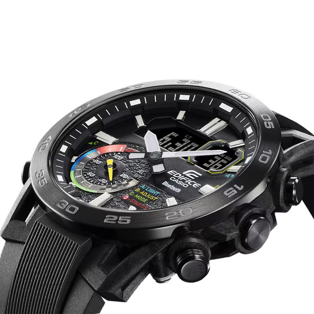 Casio Edifice ECB-40MP-1ADF Sospensione Racing Multicolor Digital Analog Dial Black Resin Band