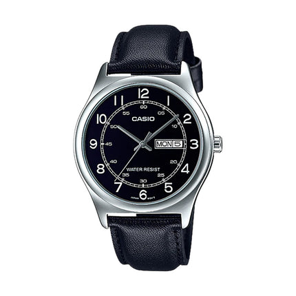 Casio General MTP-V006L-1B2UDF Men Black Dial Black Leather Band