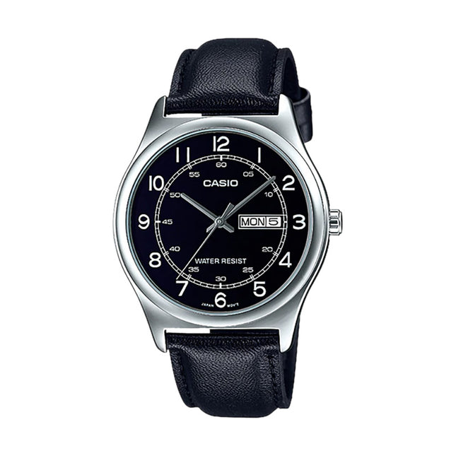 Casio General MTP-V006L-1B2UDF Men Black Dial Black Leather Band
