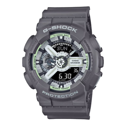 Casio G-Shock GA-110HD-8ADR Hidden Glow Series Digital Analog Luminous Dial Grey Resin Band