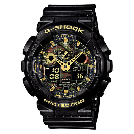 Casio G-Shock GA-100CF-1A9DR Camouflage Series Digital Analog Dial Black Resin Band
