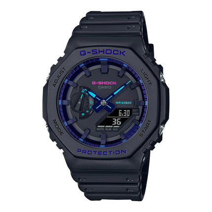 Casio G-Shock GA-2100VB-1ADR CasiOak Virtual Blue Digital Analog Dial Black Resin Band
