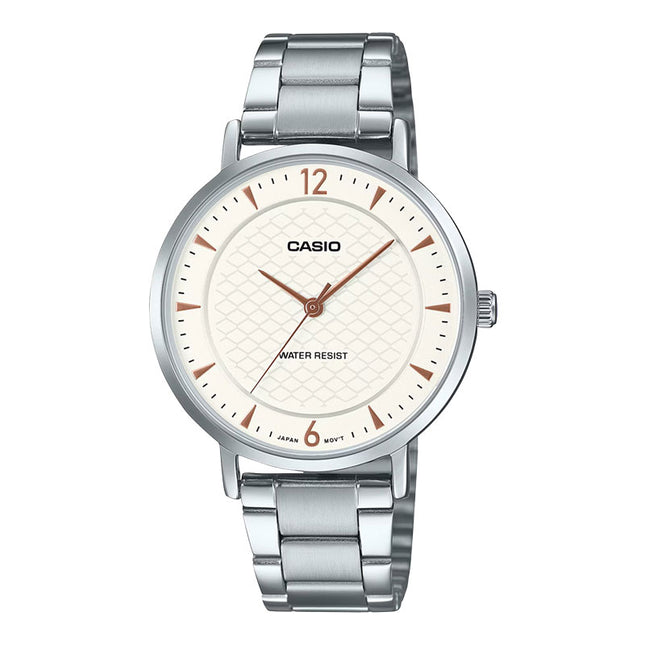 Casio General LTP-VT04D-7ADF Ladies White Dial Stainless Steel Band