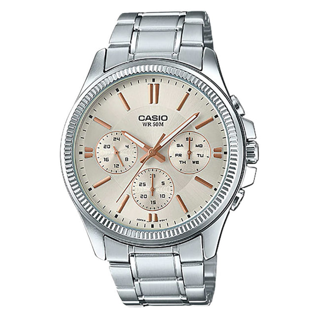 Casio General MTP-1375D-7A2VDF Enticer Men Beige Dial Stainless Steel Band