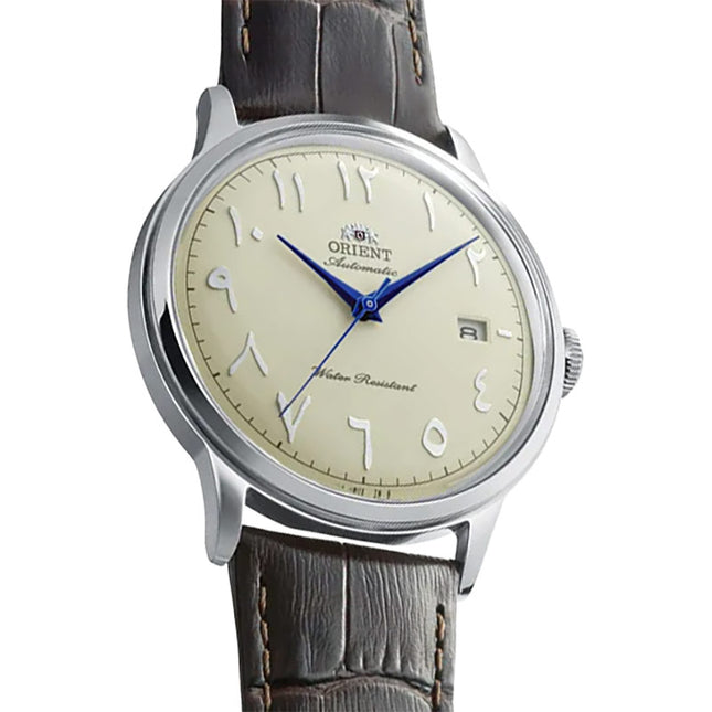 Orient Classic RA-AC0039Y Bambino Automatic Ivory Arabic Dial Brown Leather Strap