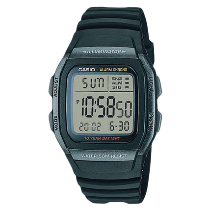 Casio General W-96H-1BVDF 10 Year Battery Digital Dial Black Resin Band