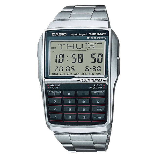 Casio General DBC-32D-1ADF Calculator Pad Digital Dial Stainless Steel Band