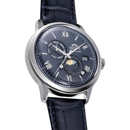 Orient Classic RA-AK0806L Bambino Automatic Sun & Moon Navy Blue Dial Blue Leather Strap
