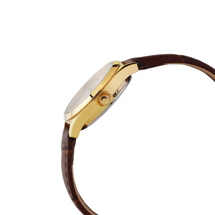 Alba Prestige AH7CG4X1 Ladies Silver White Dial Brown Leather Strap