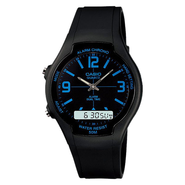 Casio General AW-90H-2BVDF Digital Analog Dial Black Resin Band