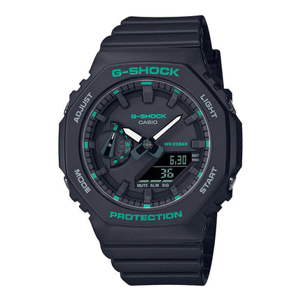 Casio G-Shock GMA-S2100GA-1ADR CasiOak Green Accent Series Digital Analog Dial Black Resin Band