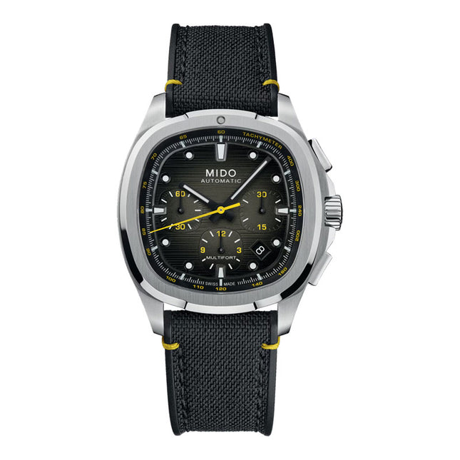 MIDO Multifort TV M049.527.11.081.00 Men Chronograph Black Dial Stainless Steel Strap + Extra Strap