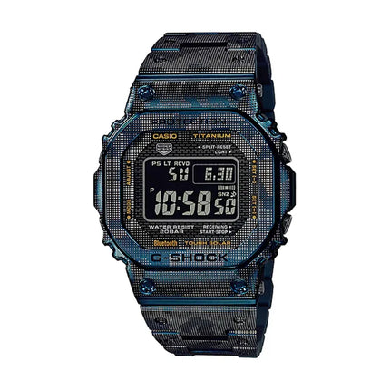 Casio G-Shock GMW-B5000TCF-2DR Full Metal Blue Camouflage Digital Dial Titanium Band