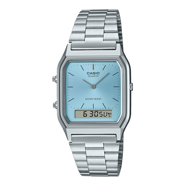 Casio General AQ-230A-2A1MQYDF Vintage Digital Analog Blue Dial Stainless Steel Band