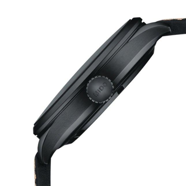 MIDO Multifort M038.431.37.051.09 Chronometer Automatic Black Dial Biege Fabric Strap