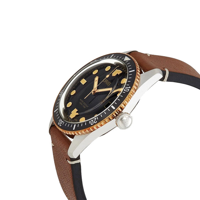 Oris Divers Sixty-Five 01-733-7720-4354-07-5-21-45 Automatic Men Black Dial Dark Brown Leather Strap