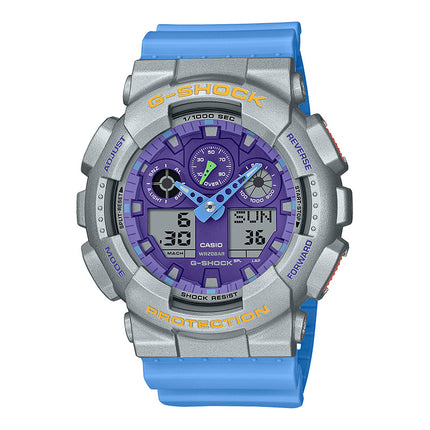 Casio G-Shock GA-100EU-8A2DR Euphoria Series Digital Analog Purple Dial Blue Resin Band