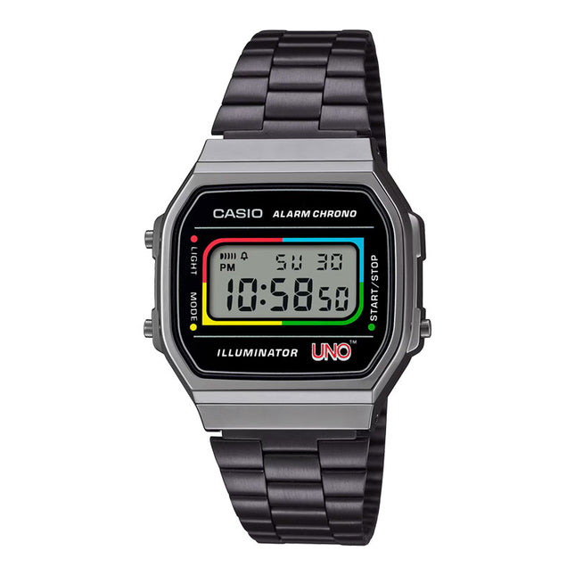 Casio General A168WEUC-1ADR UNO Collaboration Digital Dial Stainless Steel Band