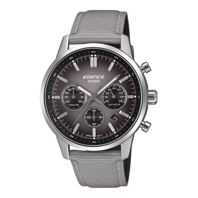 Casio Edifice EFR-575C-8ADF Standard Chronograph Gray Graduated Dial Grey Leather Band