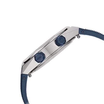 MIDO Multifort 8 M047.507.17.041.00 Two Crowns Octagonal Blue Dial Blue Rubber Strap