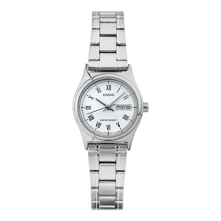 Casio General LTP-V006D-7BUDF Ladies Analog White Dial Stainless Steel Band