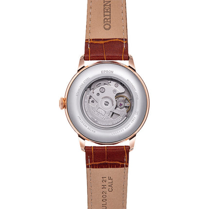 Orient Bambino RA-AK0801S Automatic Sun & Moon Analog Dial Brown Leather Strap
