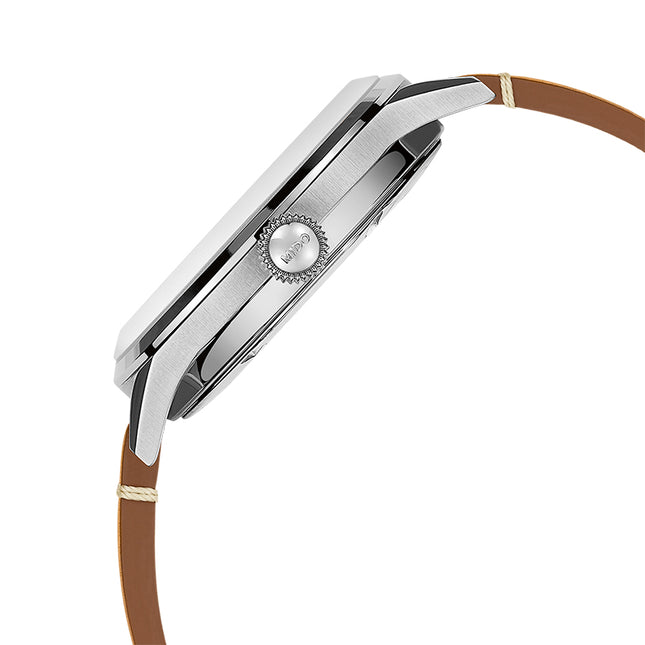 MIDO Multifort M040.407.16.040.00 Patrimony Automatic Blue Dial Brown Patina Leather Strap
